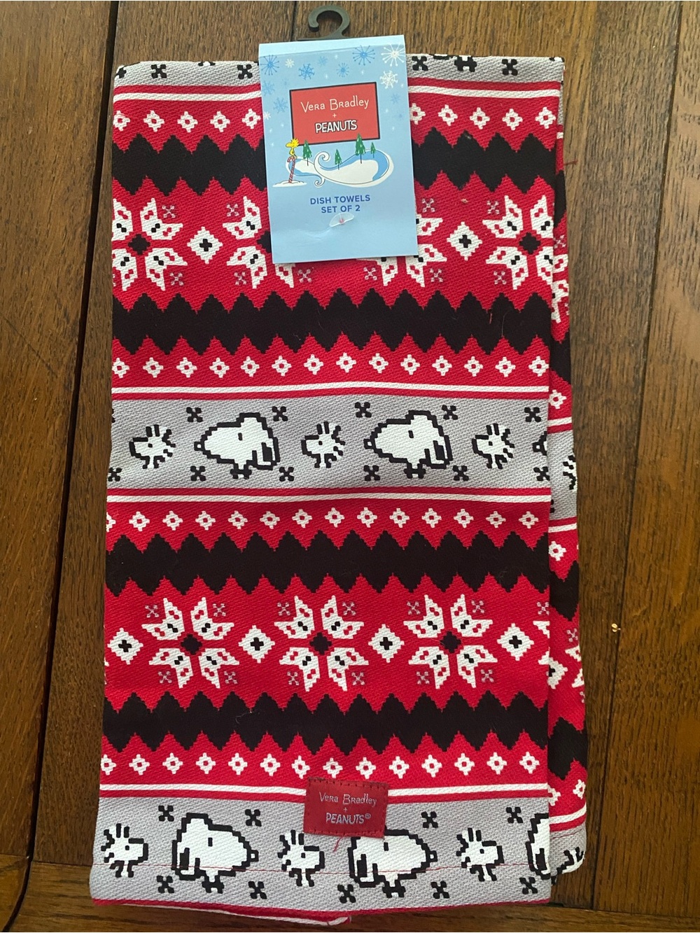 Vera Bradley Red, Black & Gray Holiday Sheep Dish Towels (Set of 2)